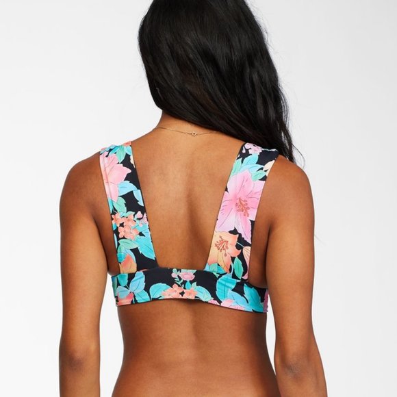BILLABONG🌺Tropic Time Reversible Plunge Bikini Top👙L - Picture 3 of 12